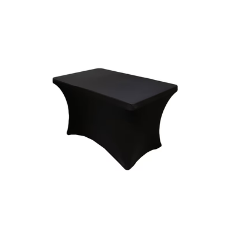  4ft Rectangular Black Spandex Tablecloth