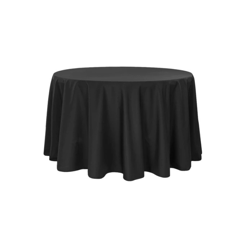  108 Round Black Polyester Tablecloth