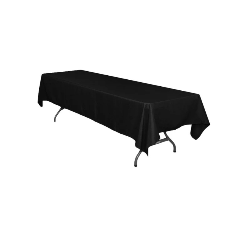 60x126 Rectangular Black Polyester Tablecloth