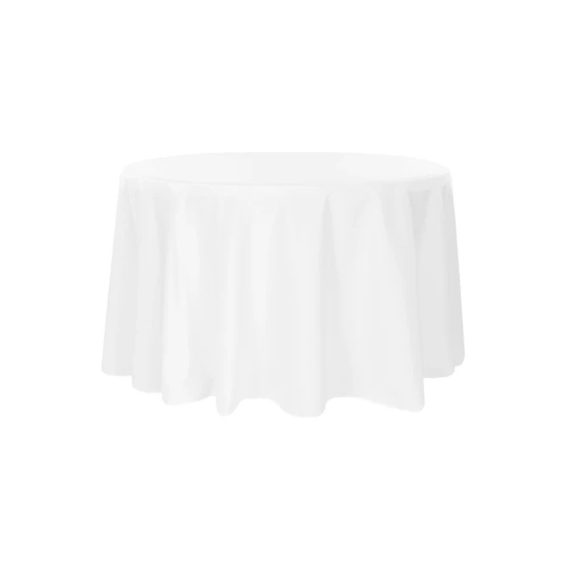  108 Round White Polyester Tablecloth