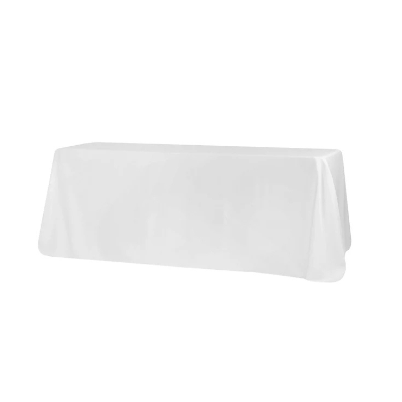 90x156 Rectangular White Polyester Tablecloth