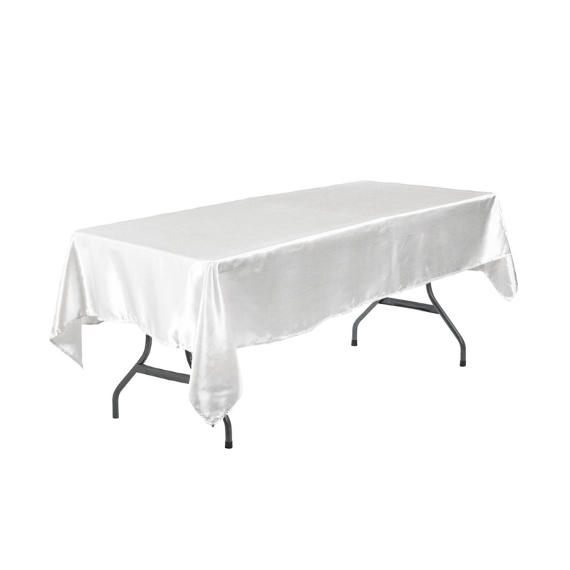 60x102 Rectangular White Satin Tablecloth
