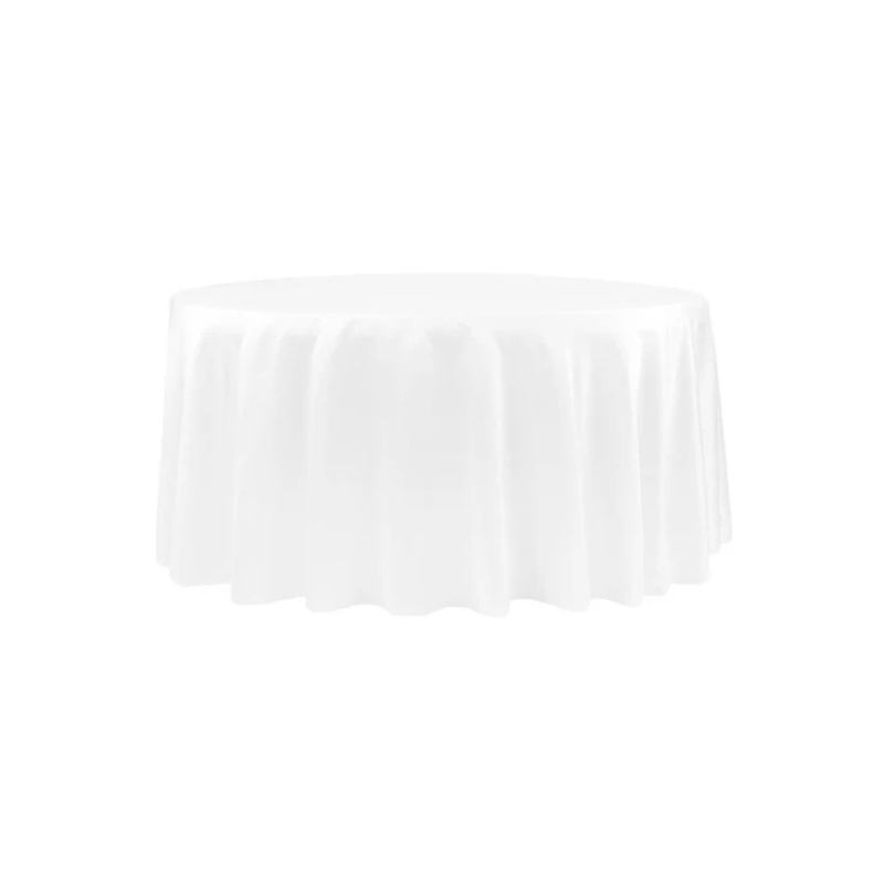 108 Round White Lamour Satin Tablecloth