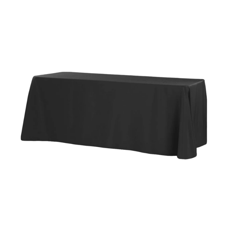 90x156 Rectangular Black Polyester Tablecloth