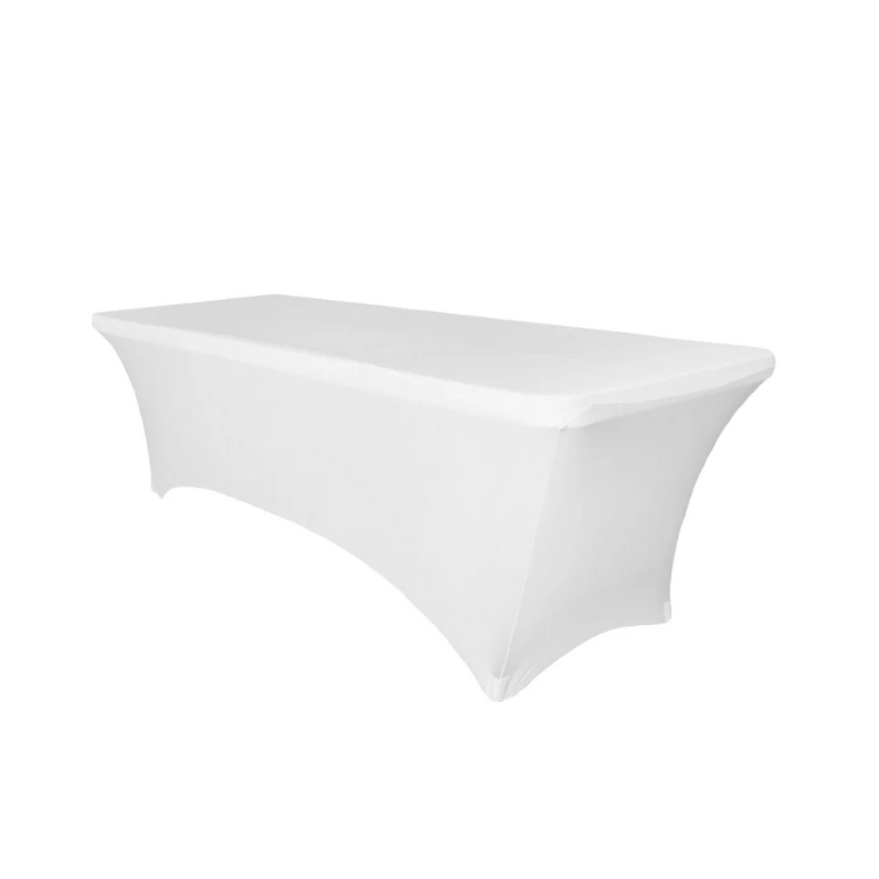  6ft Rectangular White Spandex Tablecloth