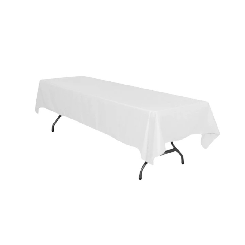 60x126 Rectangular White Polyester Tablecloth