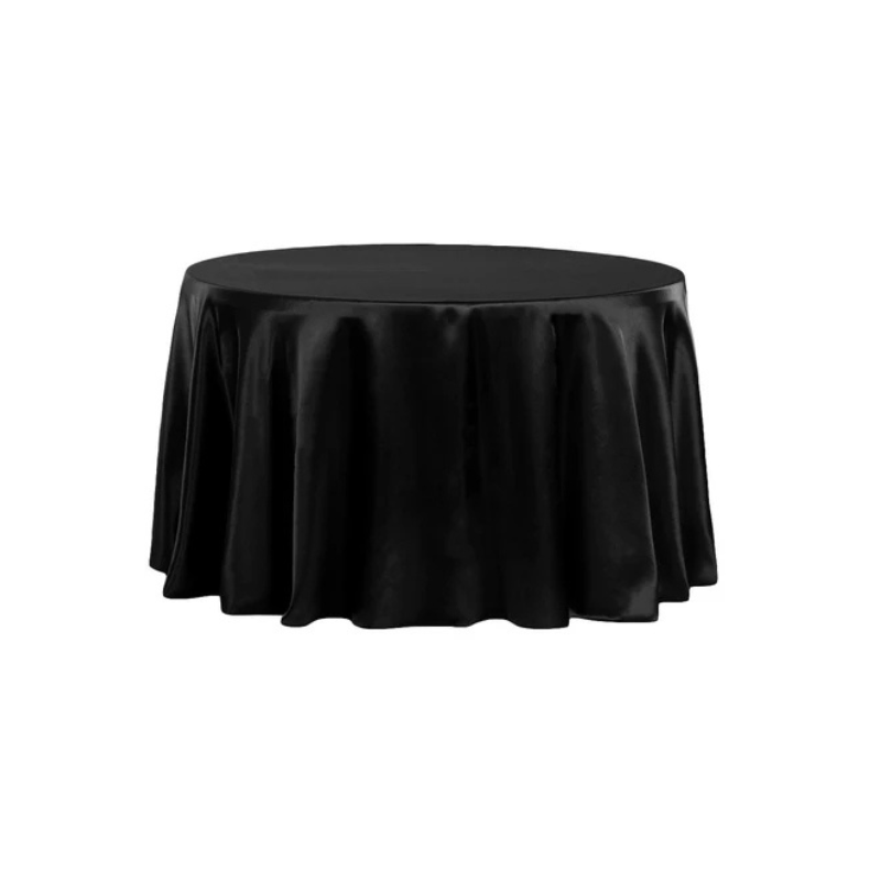 108 Round Black Lamour Satin Tablecloth