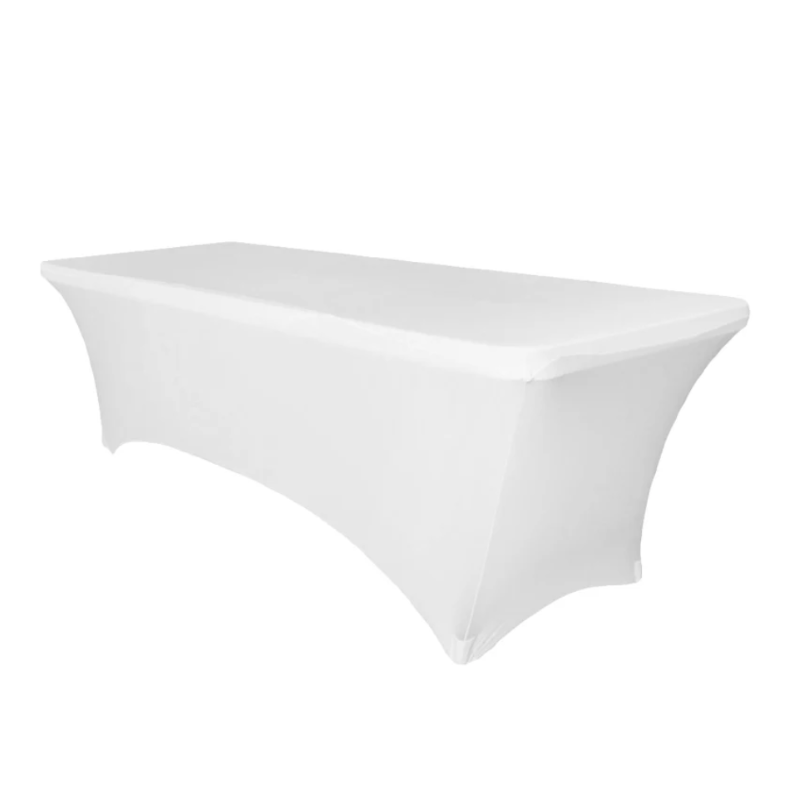  8ft Rectangular White Spandex Tablecloth