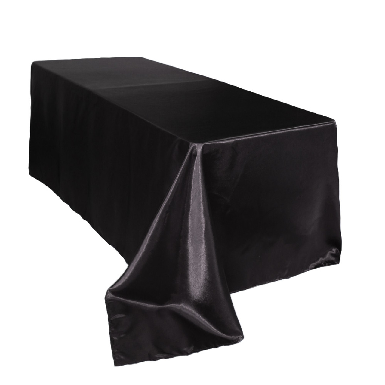 90x156 Rectangular Black Satin Tablecloth