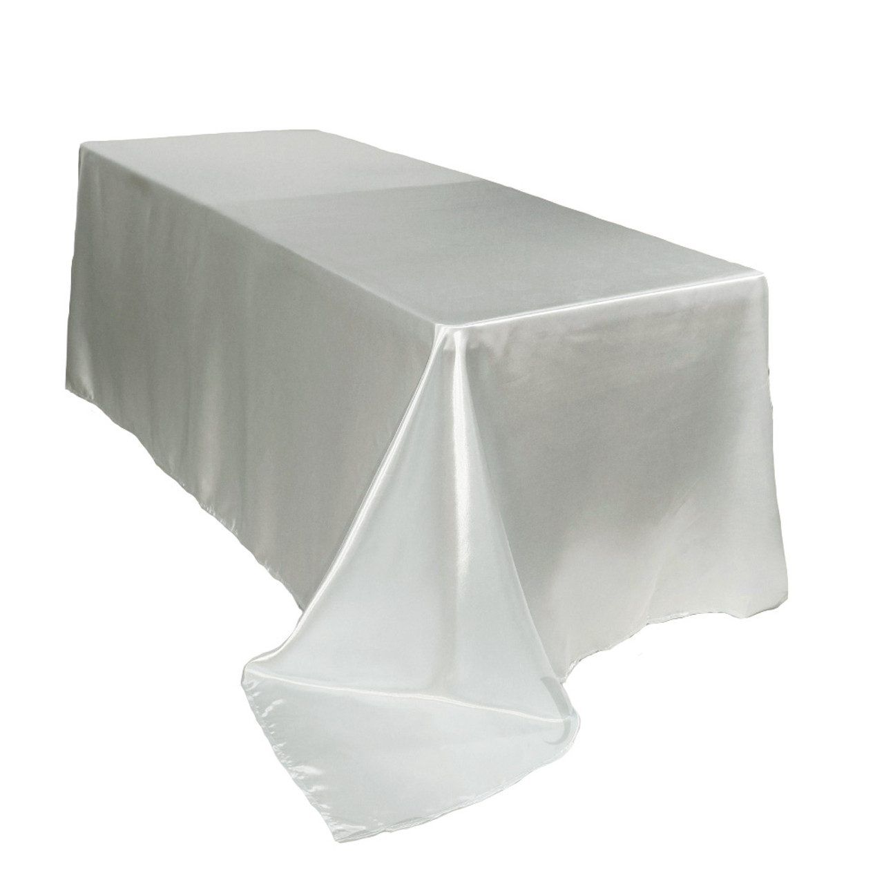90x156 Rectangular White Satin Tablecloth